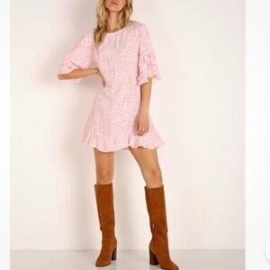 Faithfull the Brand Women Serafina Mini Dress Dusty Floral Print Pink Size 4